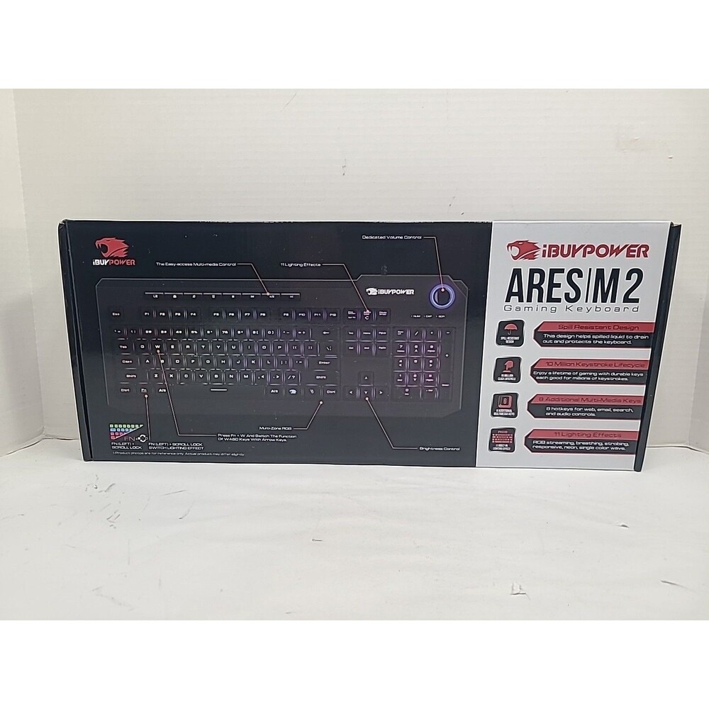 Gaming Keyboard iBuyPower Ares M2 RGB Backlit with 11 Effects NIB